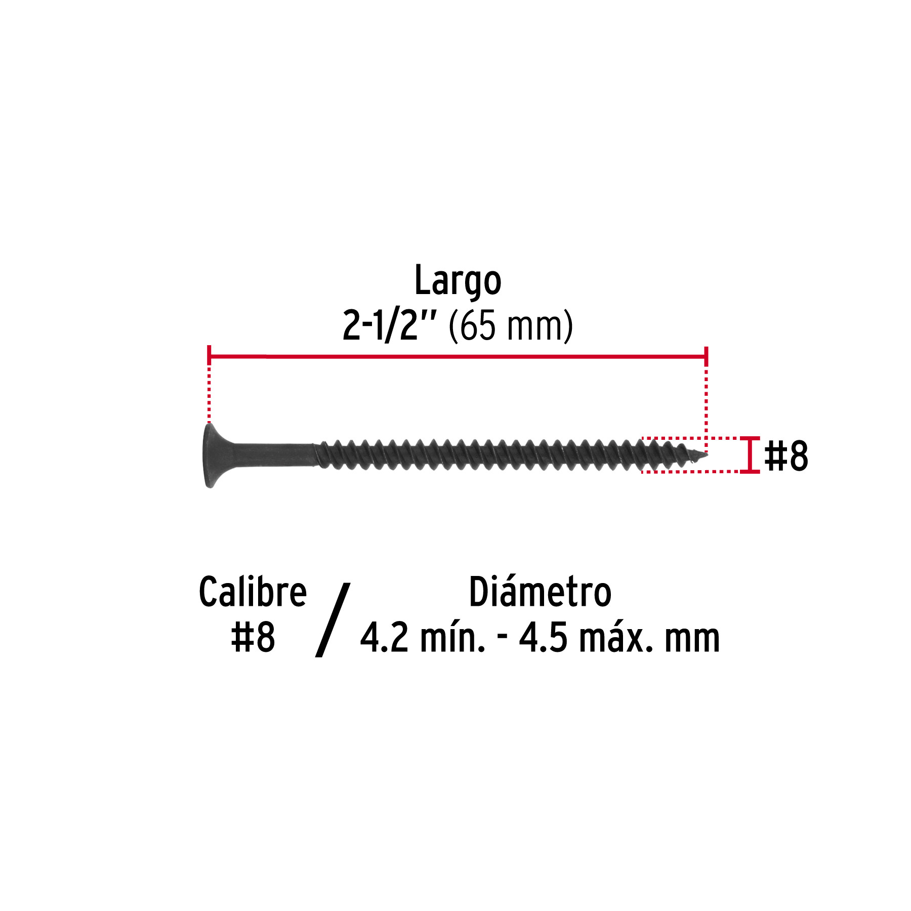 BOLSA 100 PIJAS Num.8X2-1/2 Plg. CABEZA PLANA PHILLIPS MULTIUSOS CUERDA FINA
