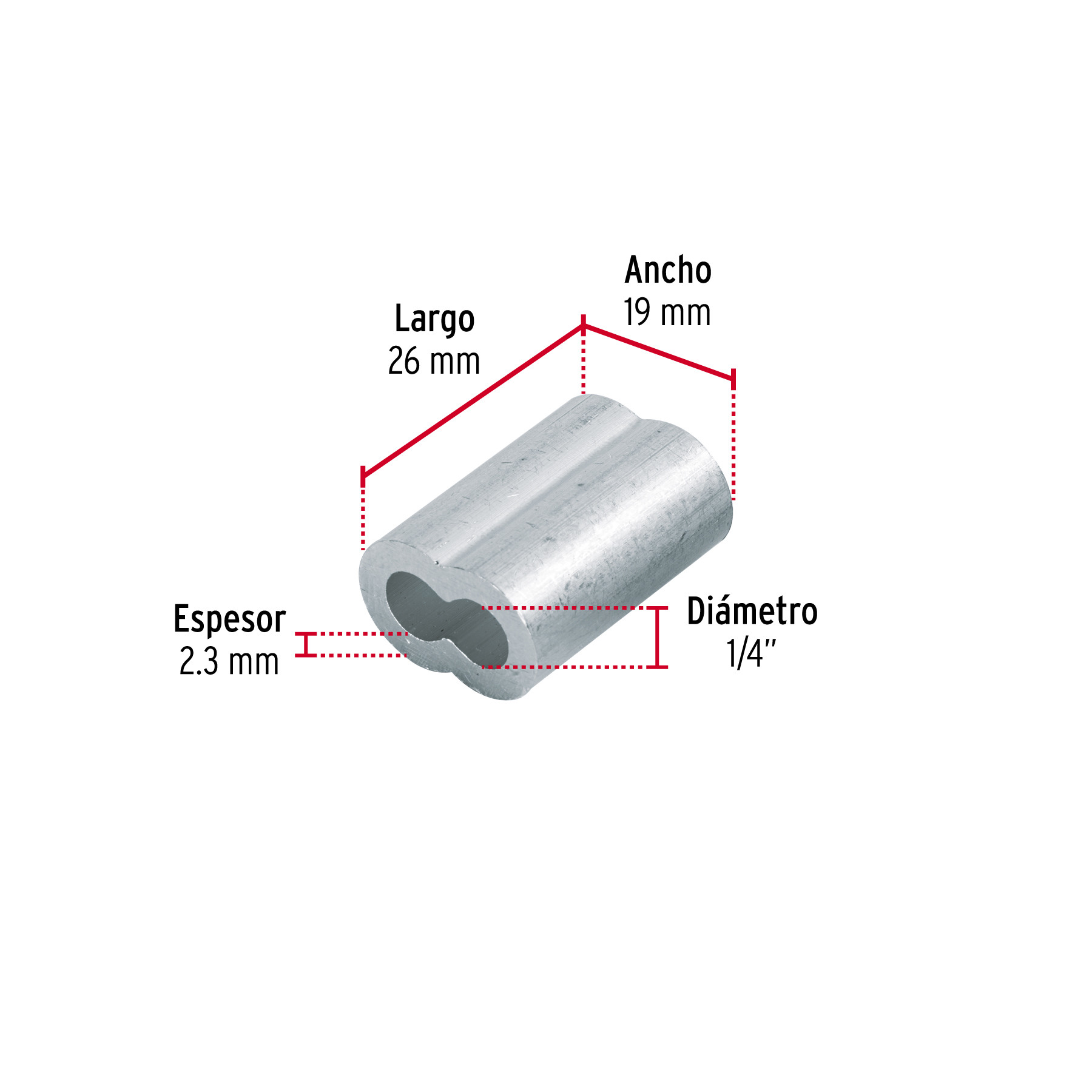 BOLSA CON 50 CASQUILLOS DOBLES DE ALUMINIO 1/4 Plg. FIERO