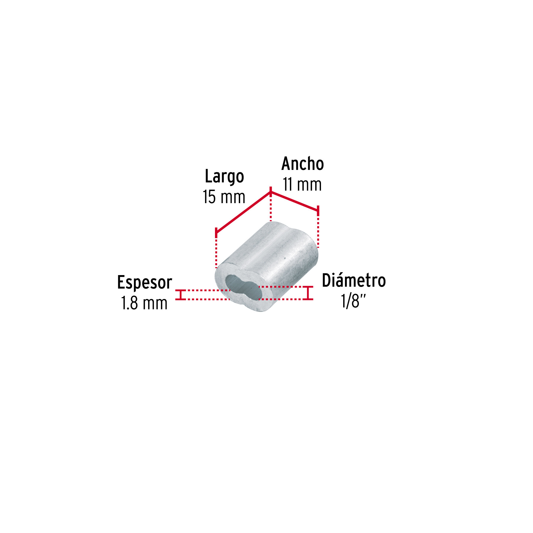 BOLSA CON 50 CASQUILLOS DOBLES DE ALUMINIO 1/8 Plg. FIERO
