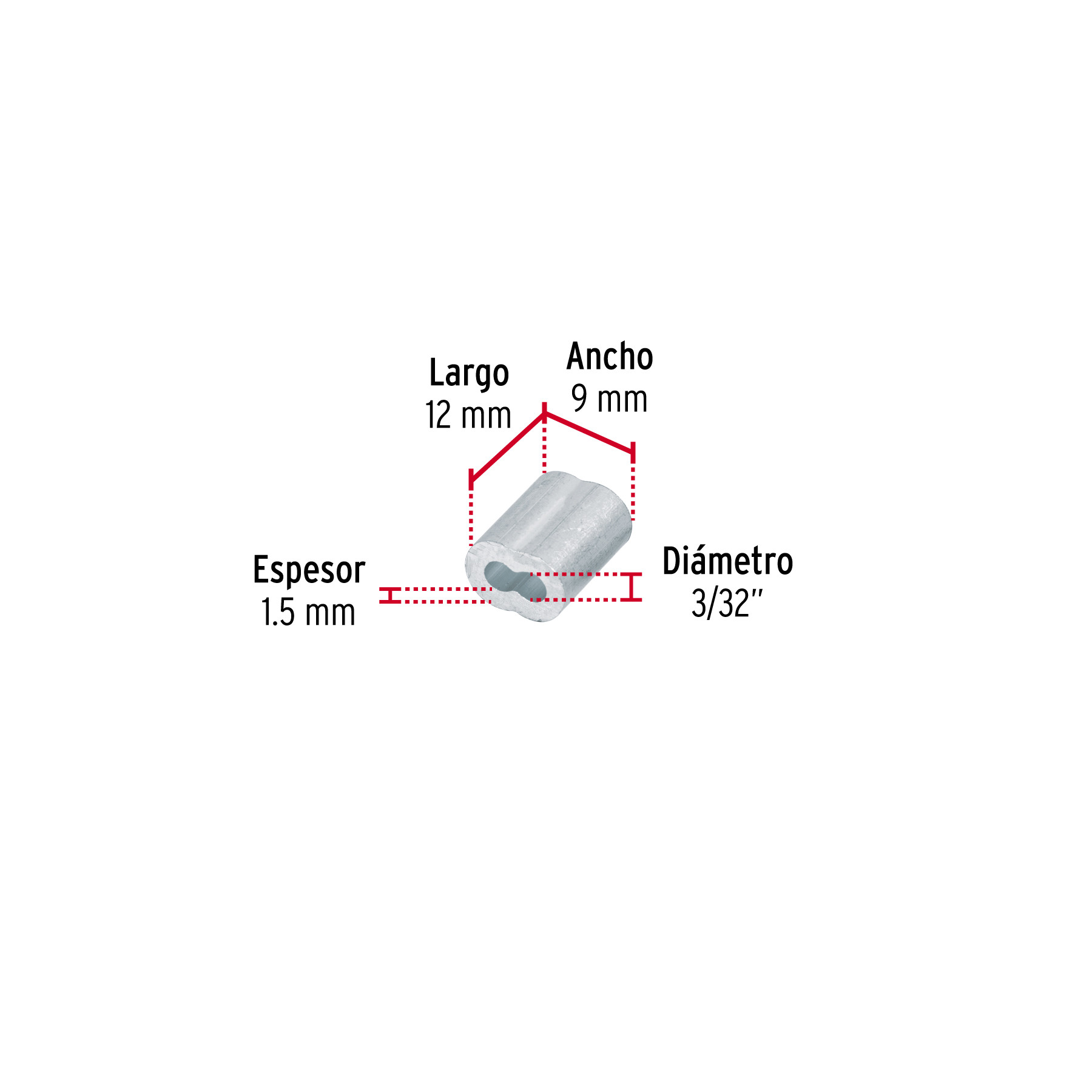 BOLSA CON 50 CASQUILLOS DOBLES DE ALUMINIO 3/32 Plg. FIERO