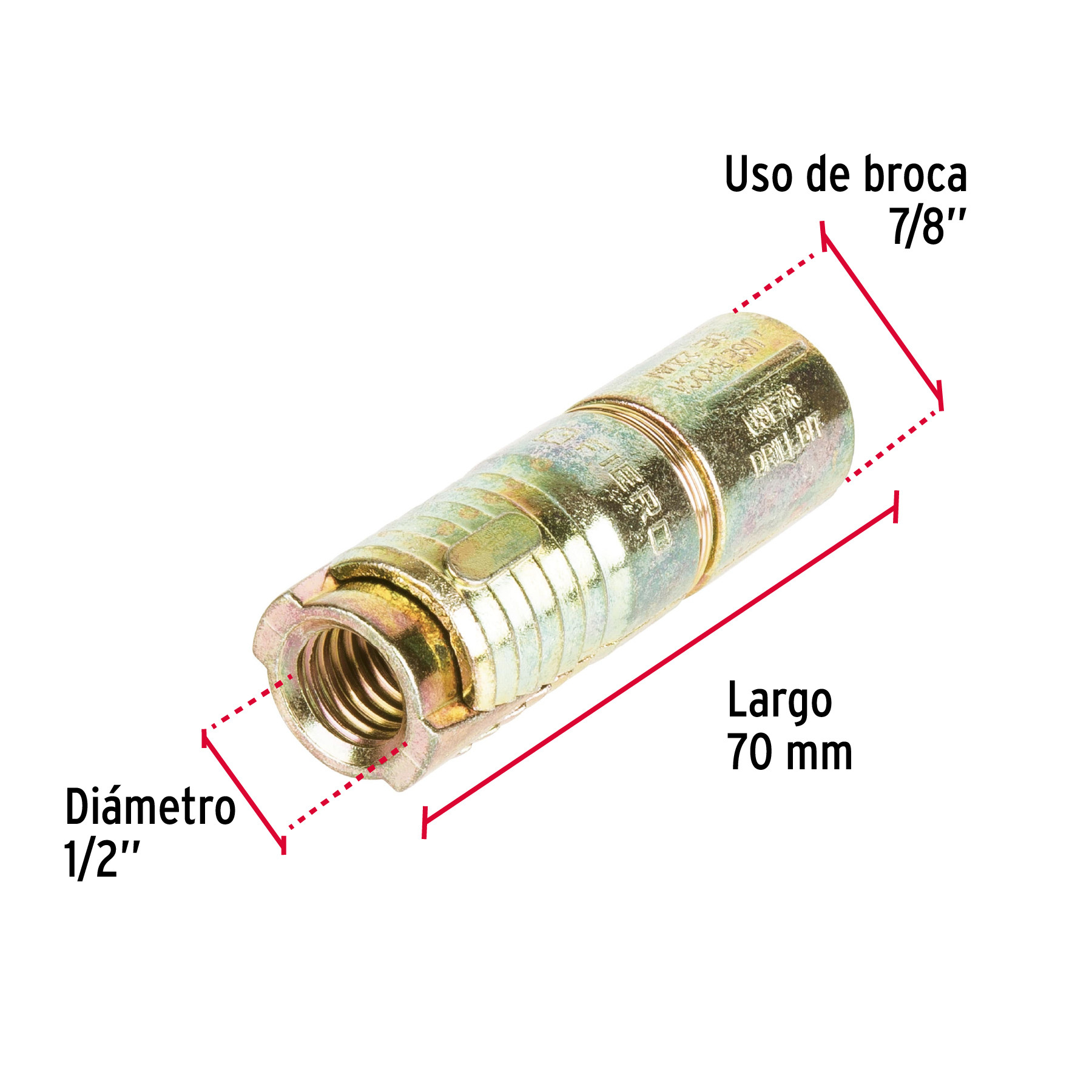 CAJA CON 25 TAQUETES EXPANSIVOS DE 1/2 Plg. SIN TORNILLO FIERO