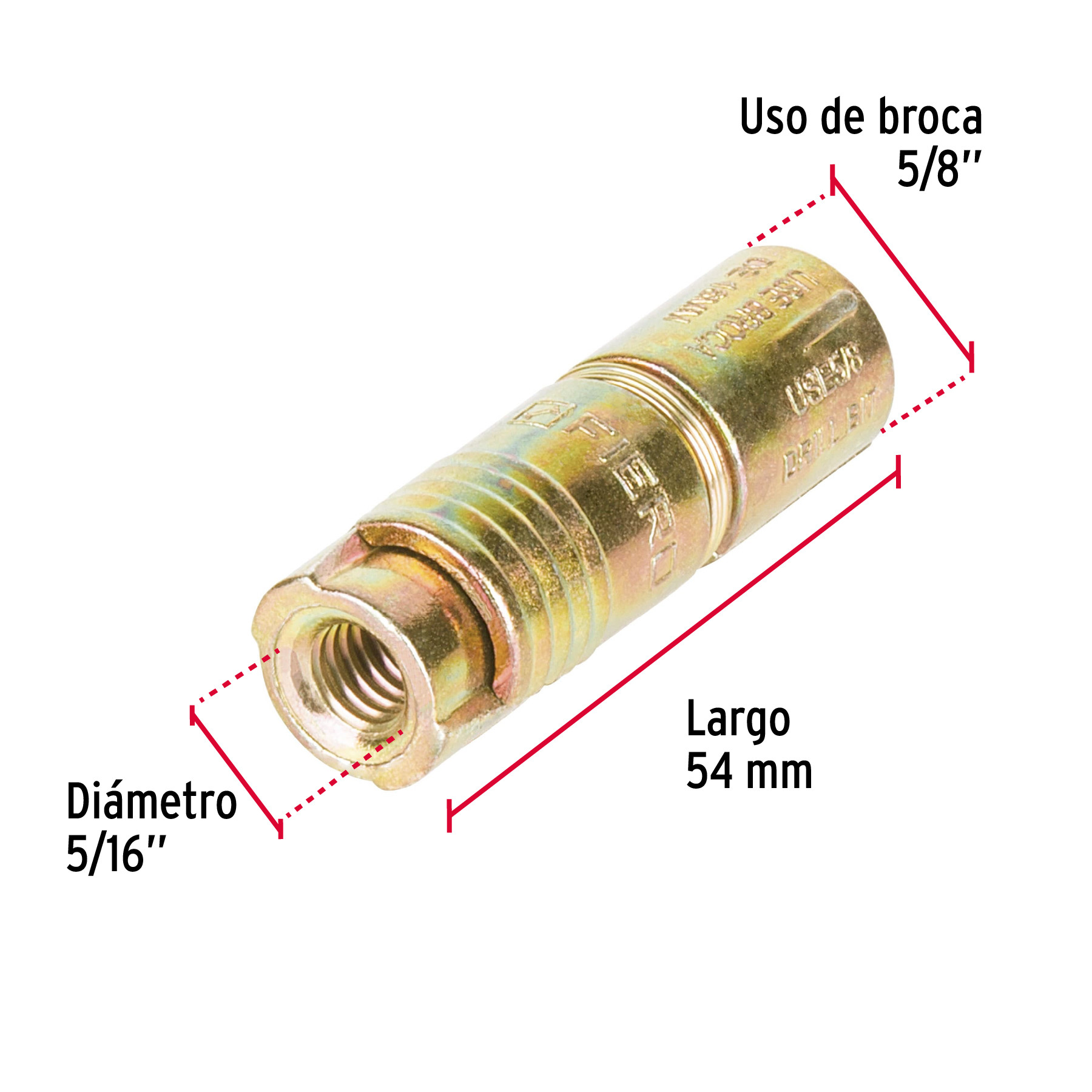 CAJA CON 50 TAQUETES EXPANSIVOS DE 5/16 Plg. SIN TORNILLO FIERO