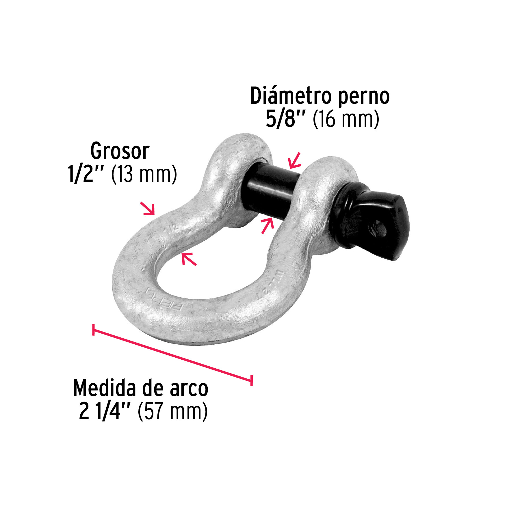 GRILLETE DE ACERO FORJADO 1/2 Plg. FIERO