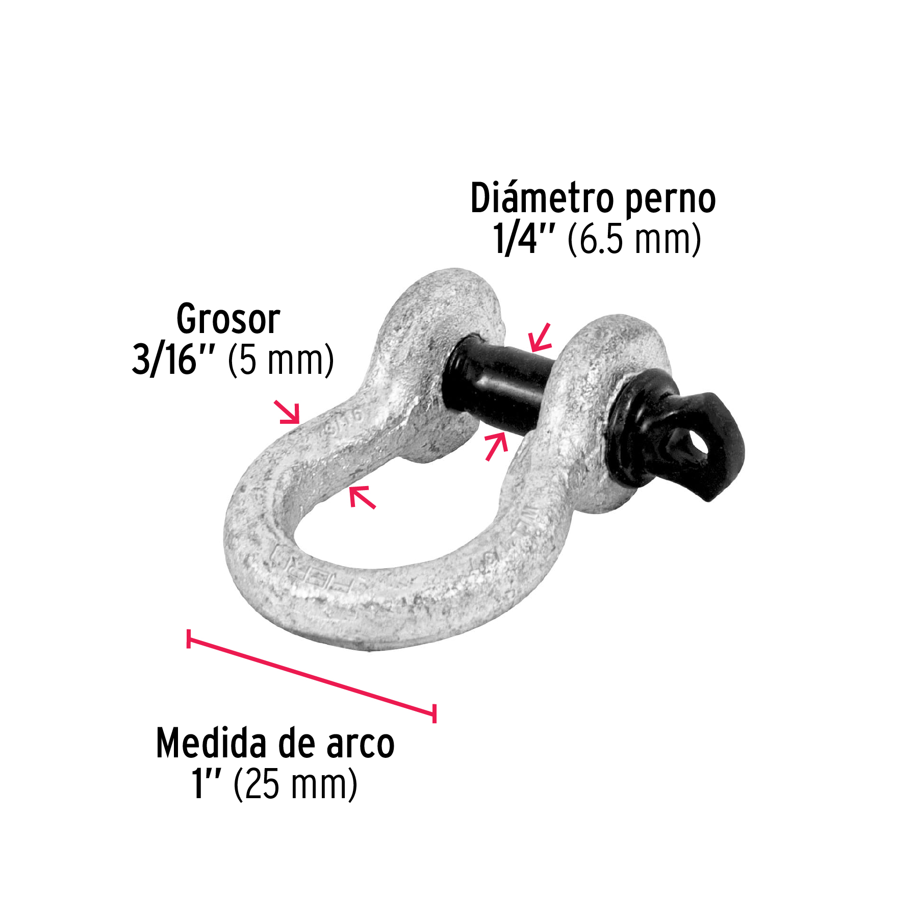GRILLETE DE ACERO FORJADO 3/16 Plg. FIERO