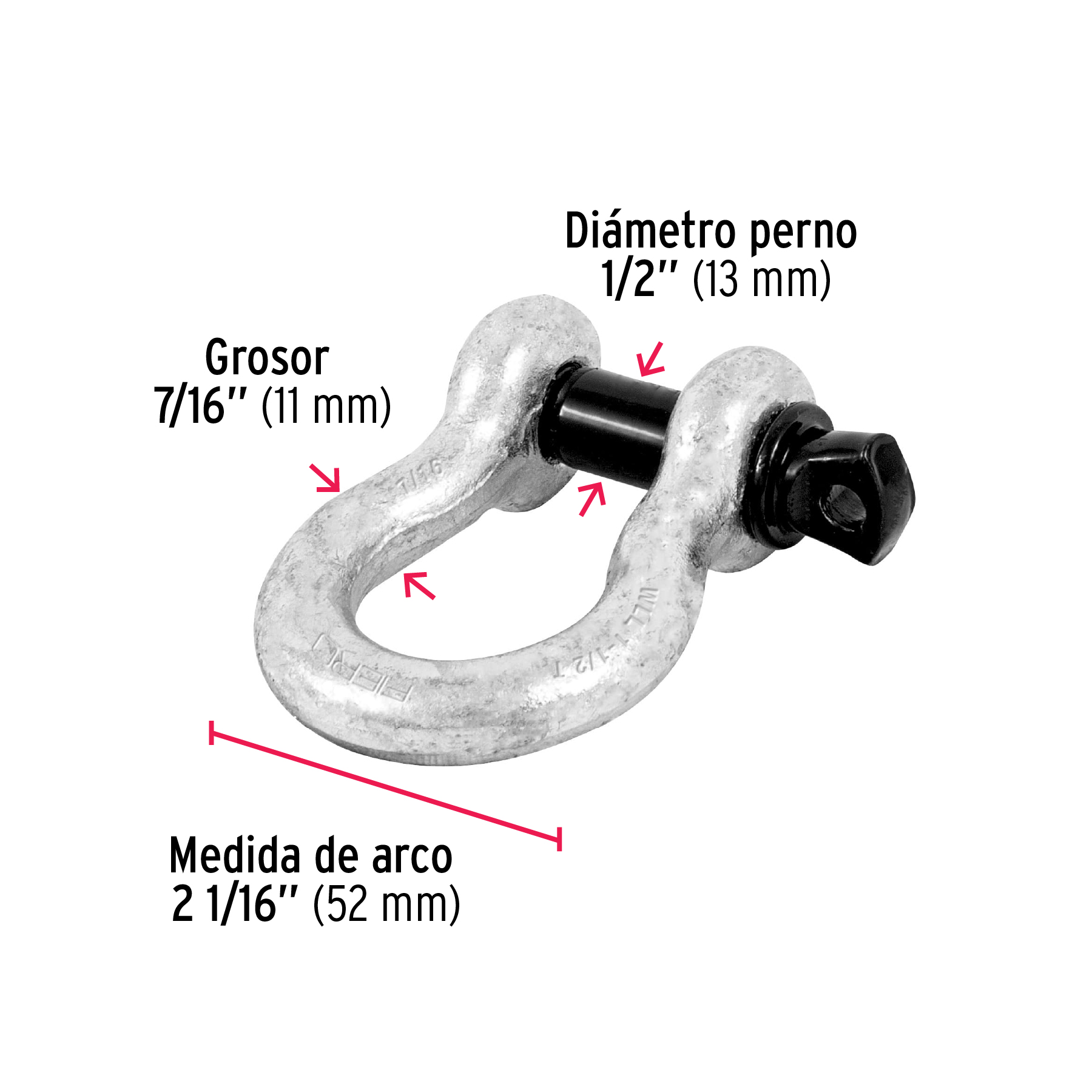 GRILLETE DE ACERO FORJADO 7/16 Plg. FIERO