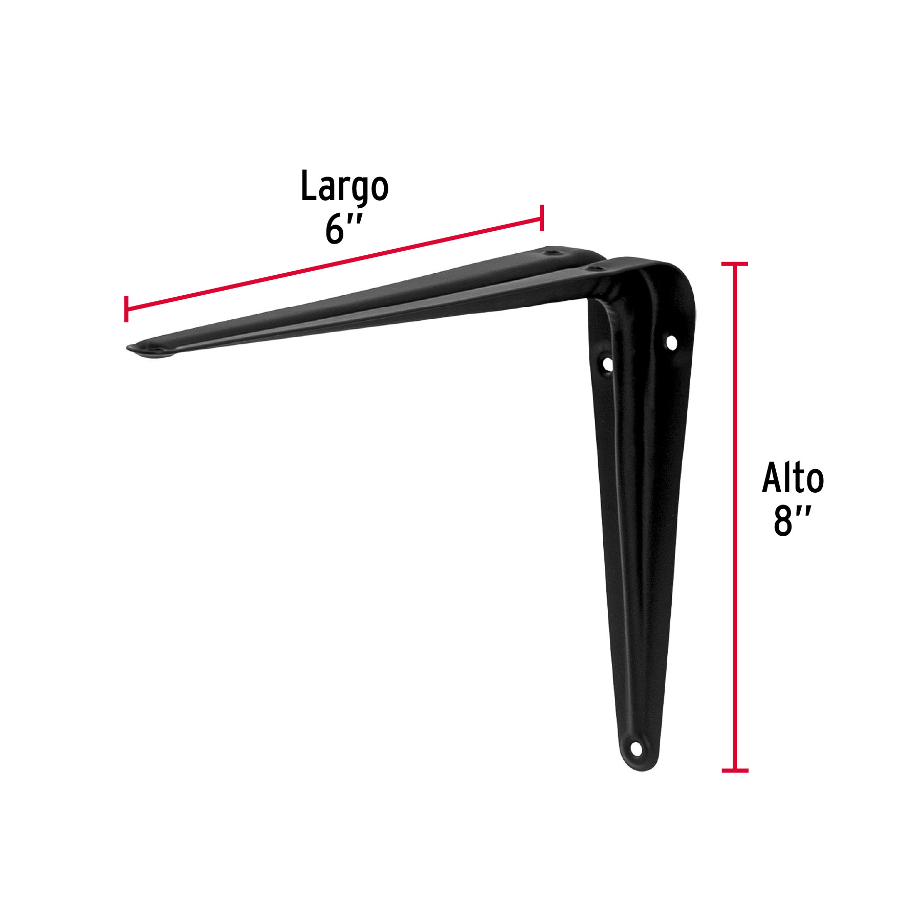 MENSULA DE ACERO NEGRA 6 X 8 Plg. FIERO
