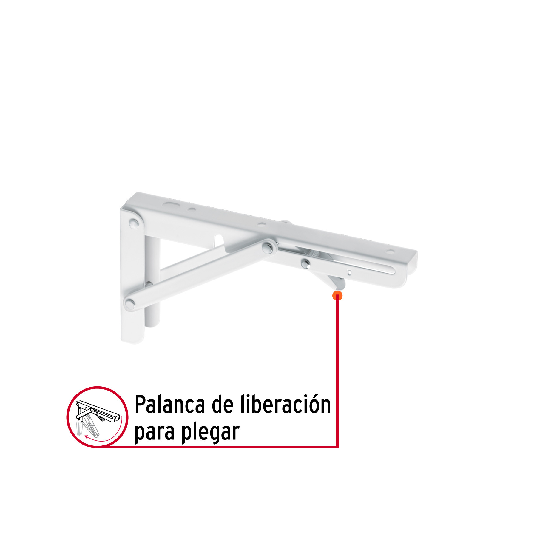 MENSULA PLEGABLE DE ACERO BLANCA 4 Plg. X 8 Plg. FIERO