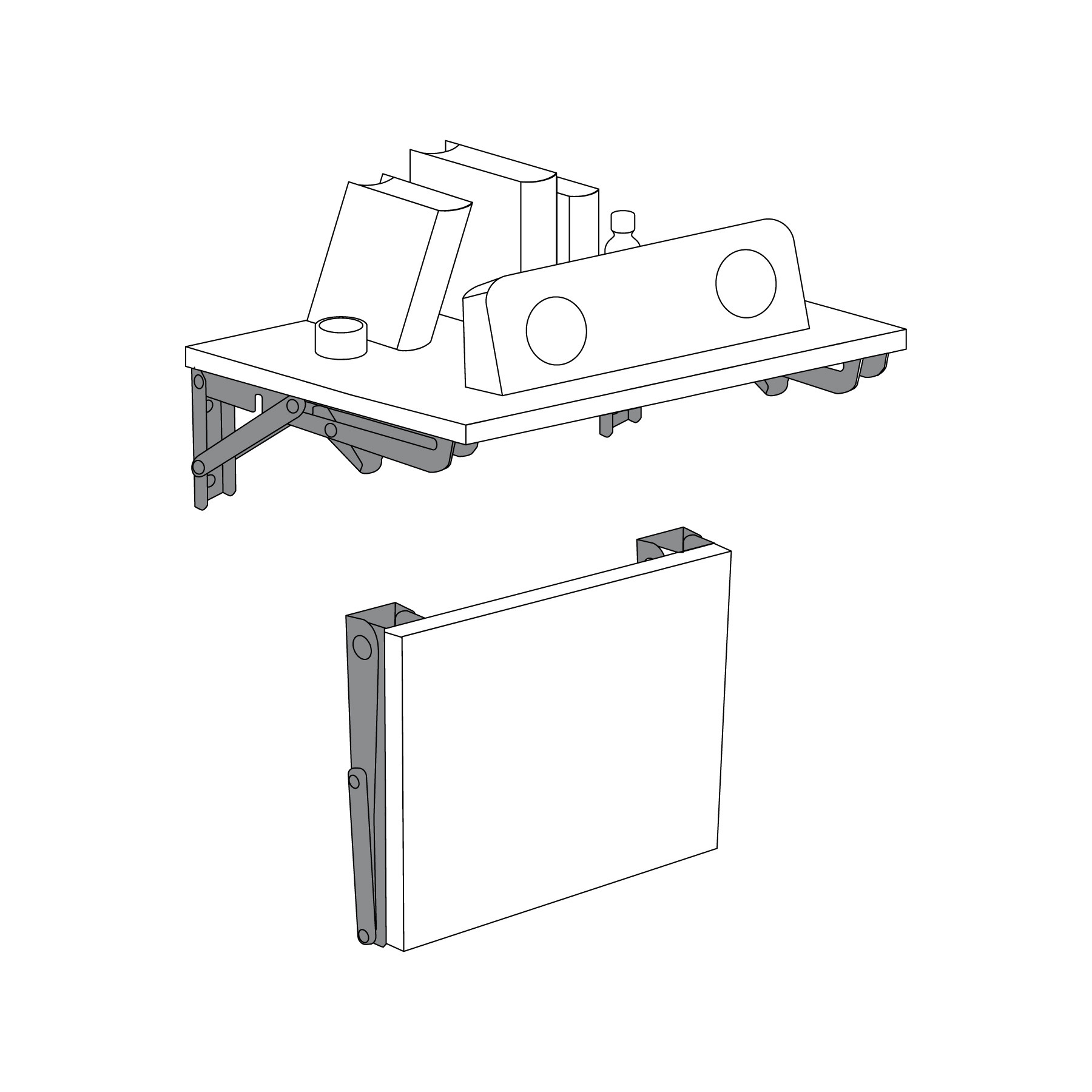 MENSULA PLEGABLE DE ACERO BLANCA 6 Plg. X 12 Plg. FIERO