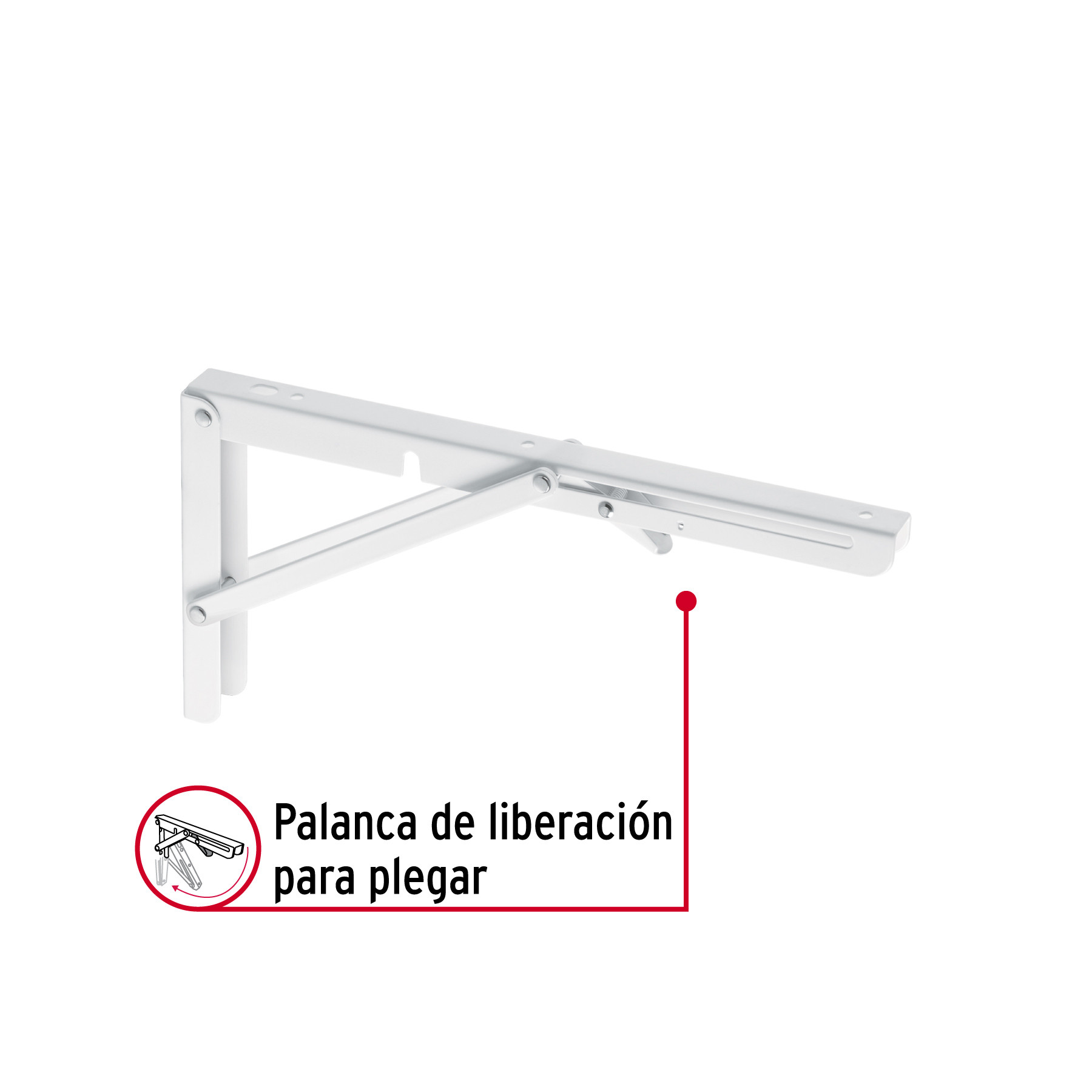 MENSULA PLEGABLE DE ACERO BLANCA 8 Plg. X 16 Plg. FIERO