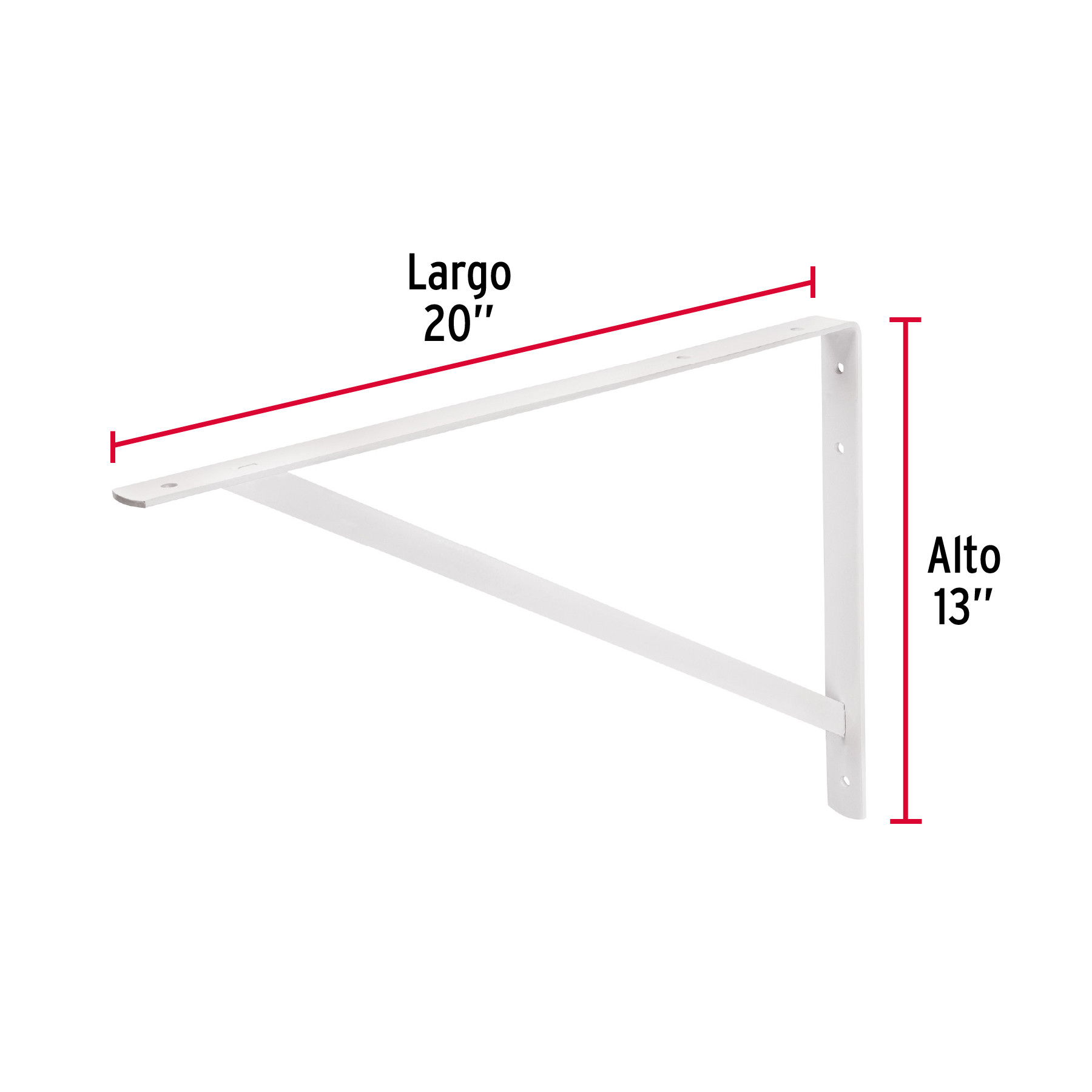 MENSULA REFORZADA DE ACERO BLANCA 13 X 20 Plg. FIERO