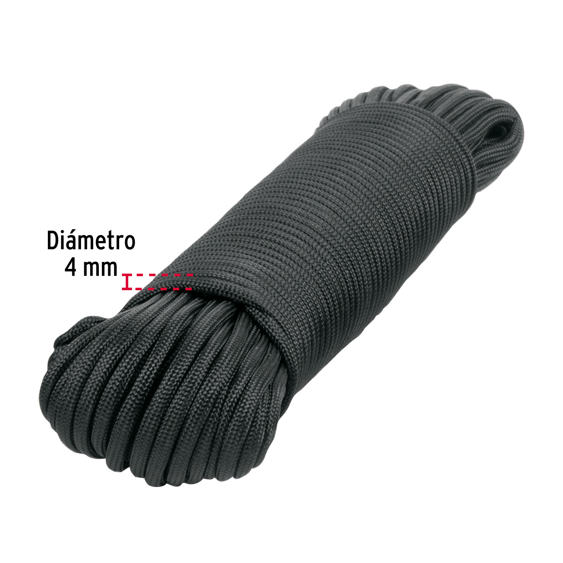 PIOLA DE NYLON PARACORD DE 4MM X 30M NEGRO MADEJA FIERO