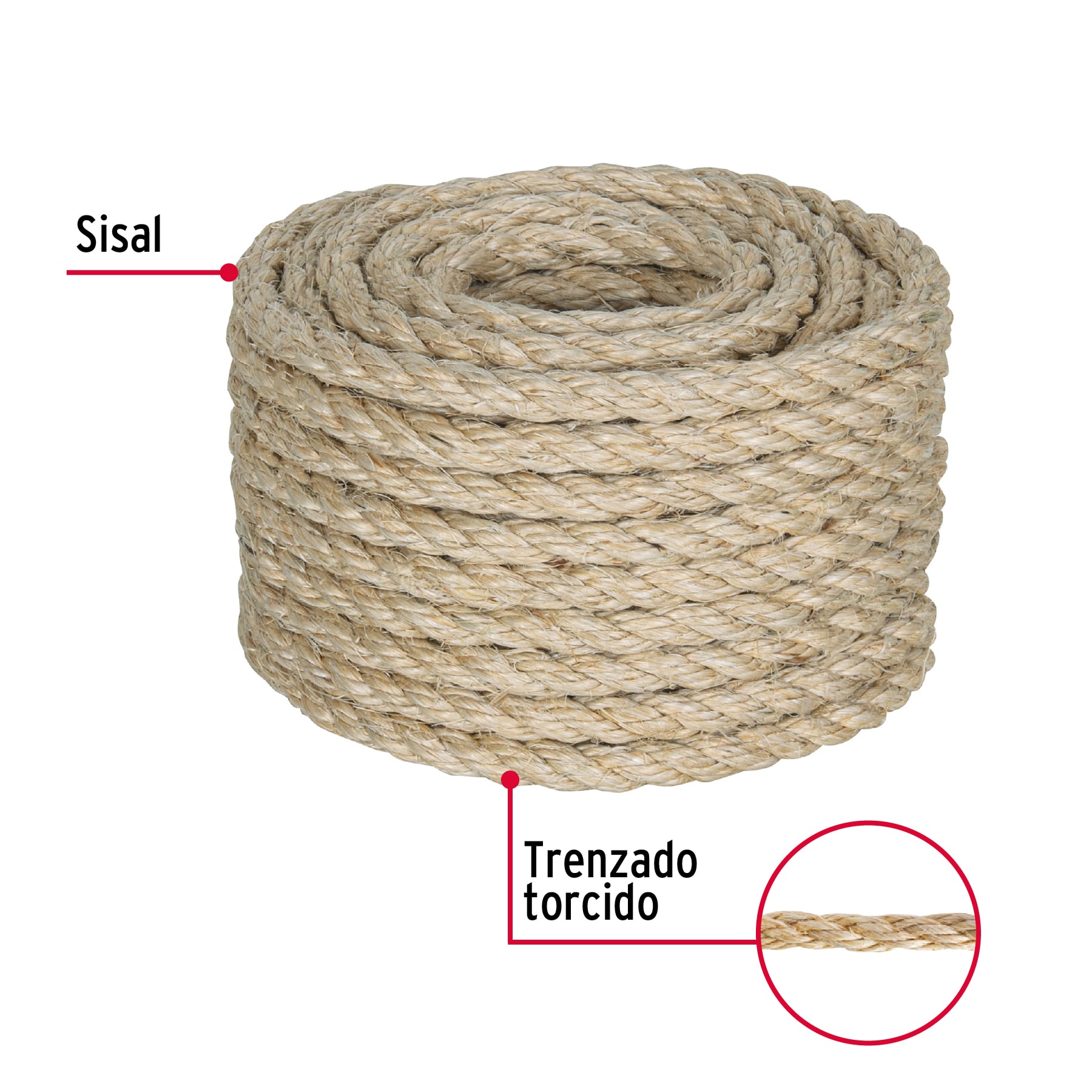 PIOLA DE SISAL (HENEQUEN) DE 10 MM X 15 M NATURAL FIERO