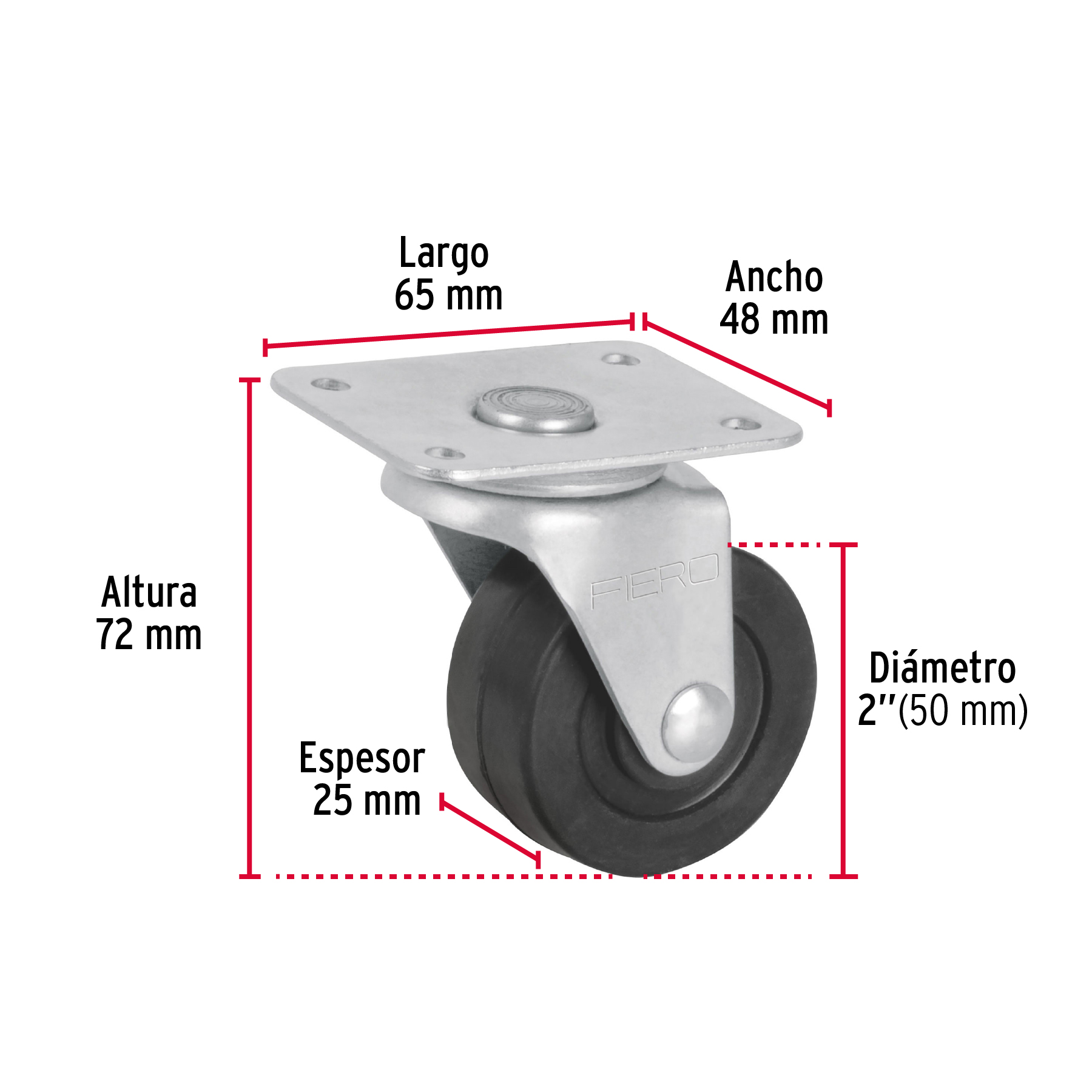 RODAJA HULE 2 Plg. PLACA GIRATORIA CON BALERO CARGA 40KG FIERO