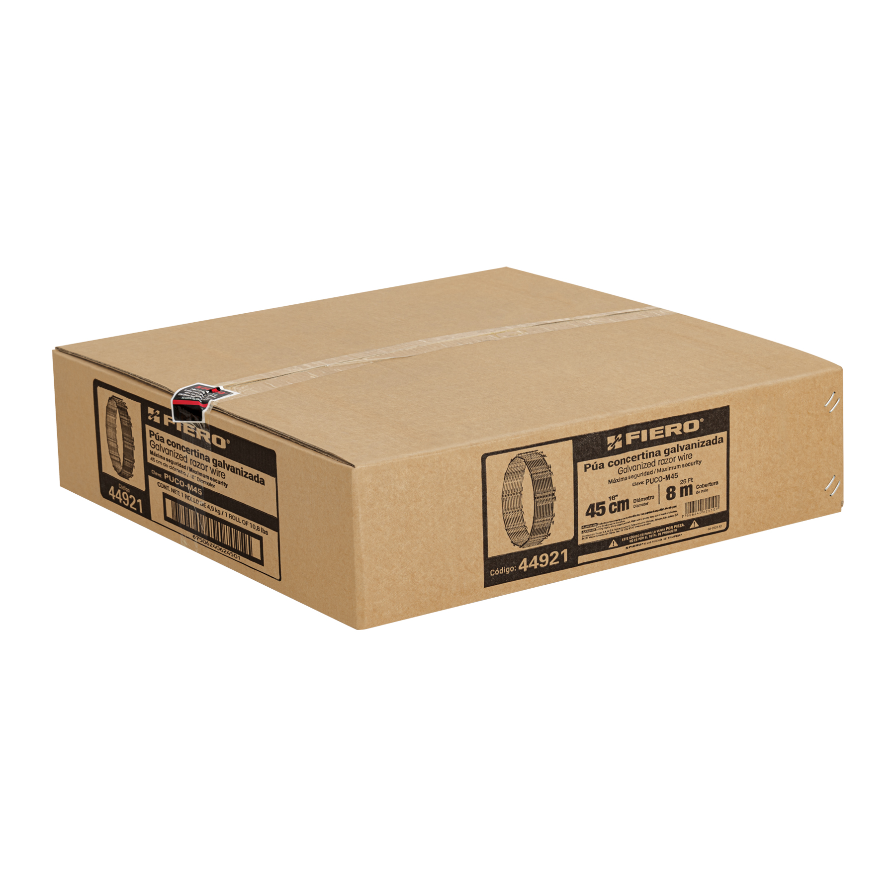 ROLLO CONCERTINA MAXIMA SEGURIDAD 45CM DIAMETRO X 8M FIERO