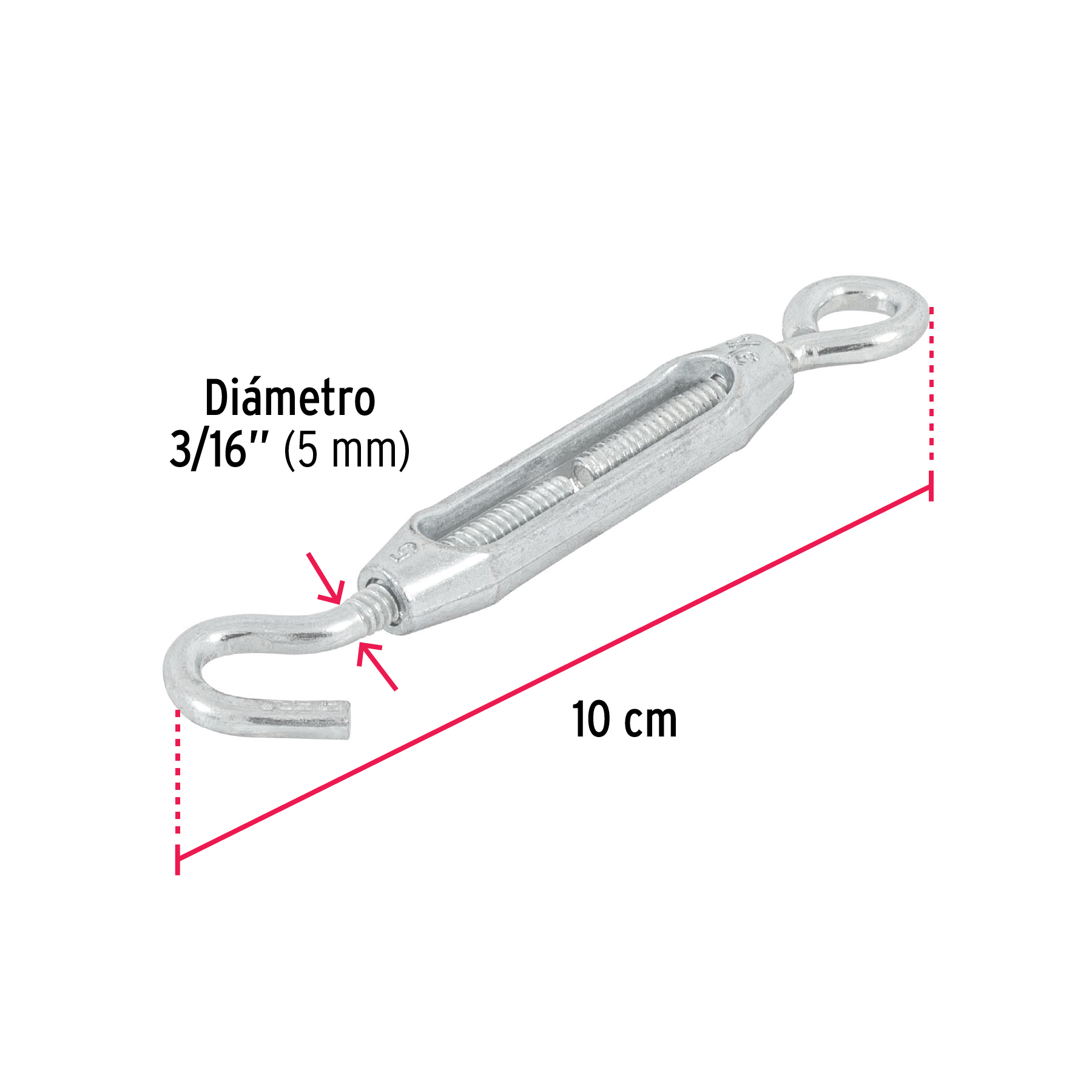 TENSOR ZINC 3/16 Plg. OJO-GANCHO FIERO