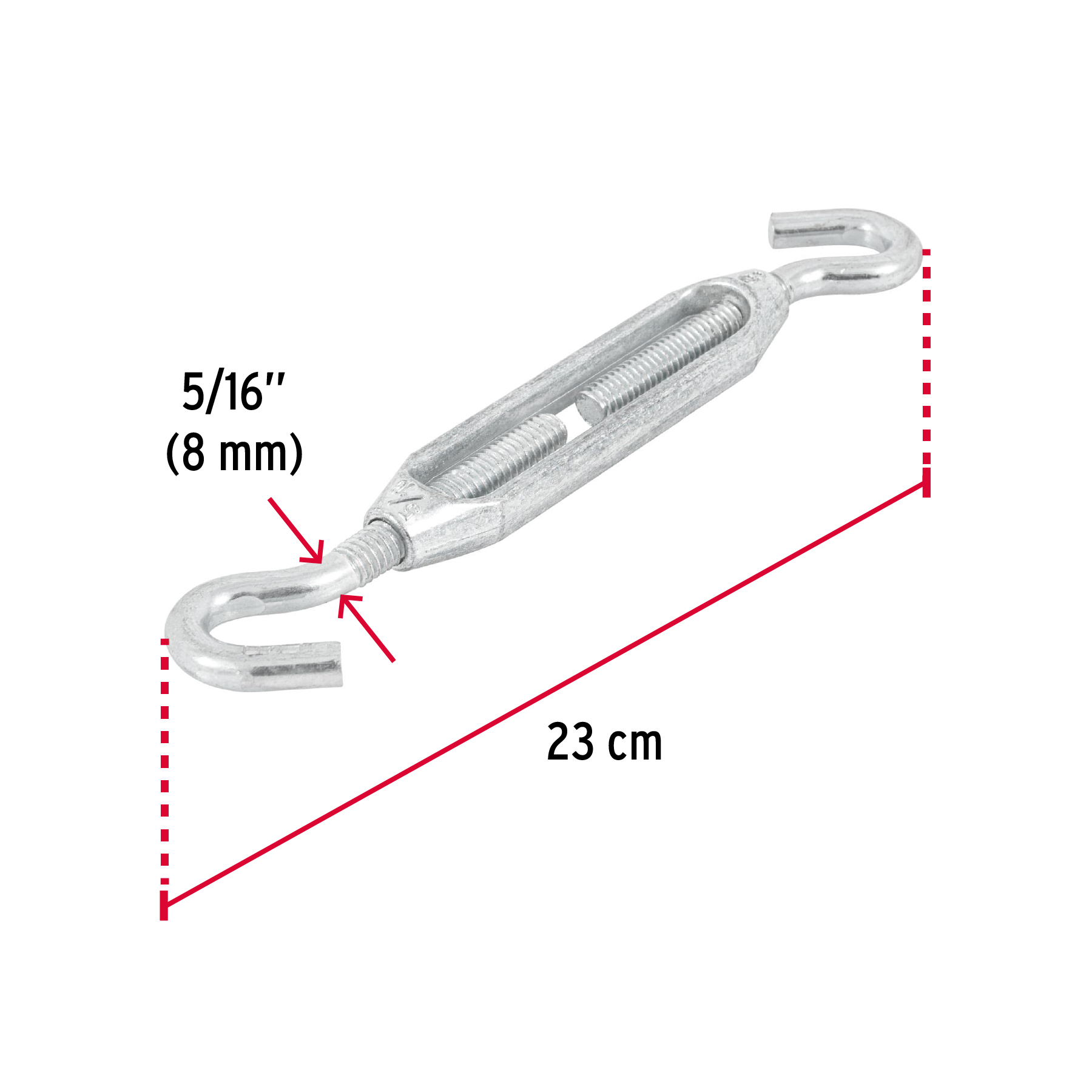 TENSOR ZINC 5/16 Plg. GANCHO-GANCHO FIERO