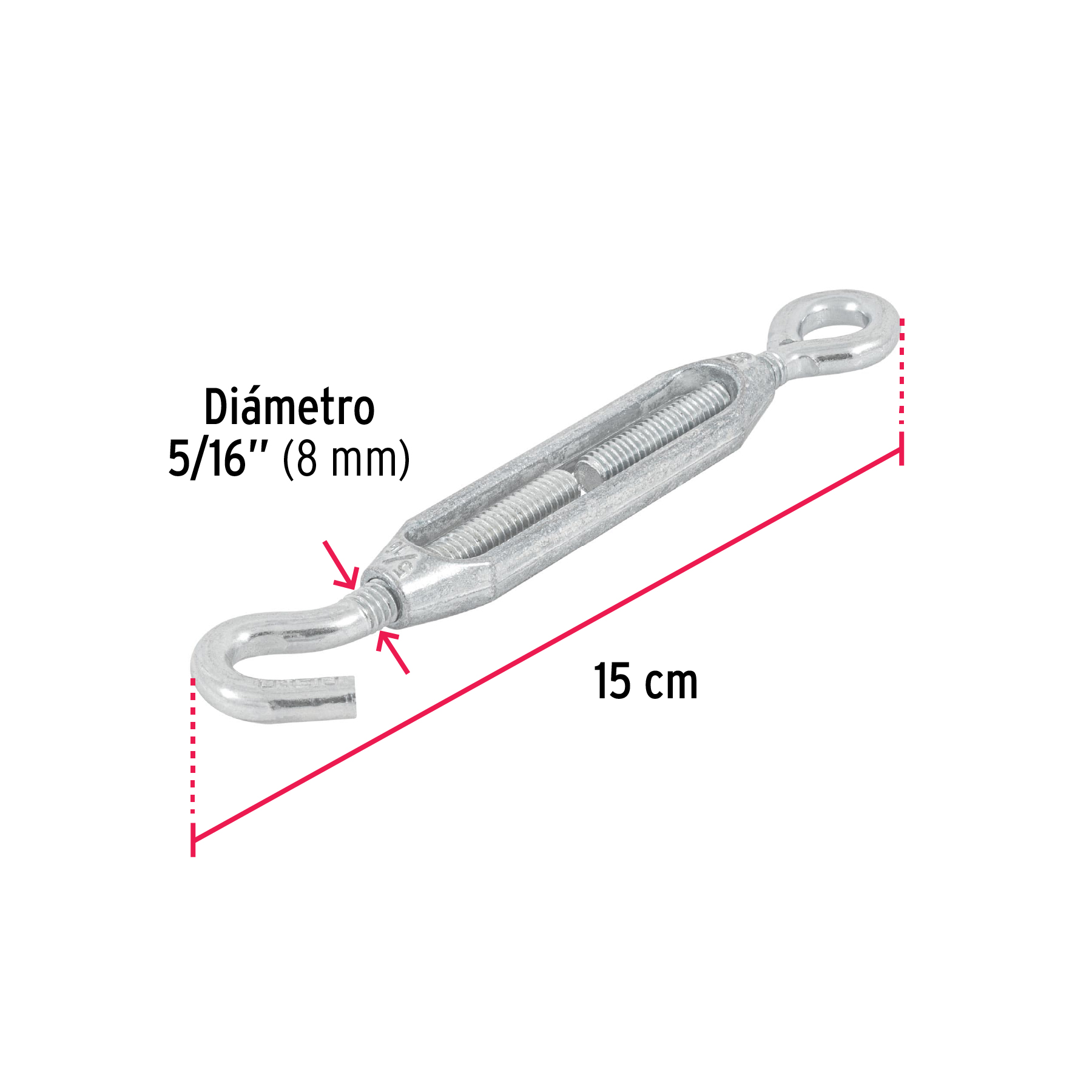 TENSOR ZINC 5/16 Plg. OJO-GANCHO FIERO