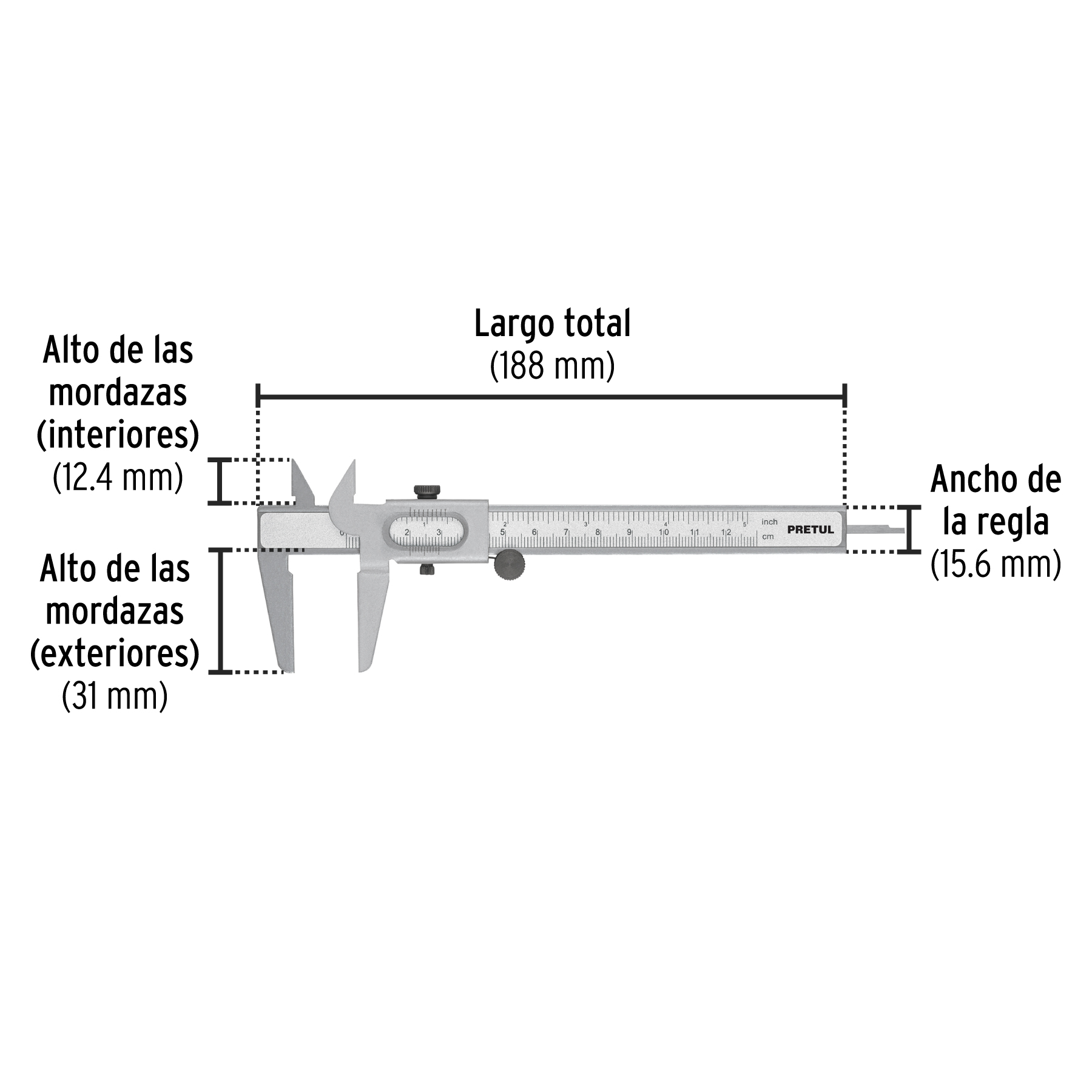 CALIBRADOR VERNIER ESCOLAR 125MM PRETUL